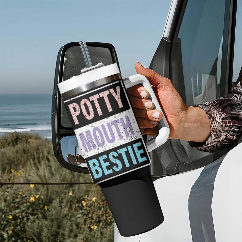 Funny Bestie Gifts Tumbler With Handle Potty Mouth Gag Gifts For Women Best Friend BFF Work Bestie