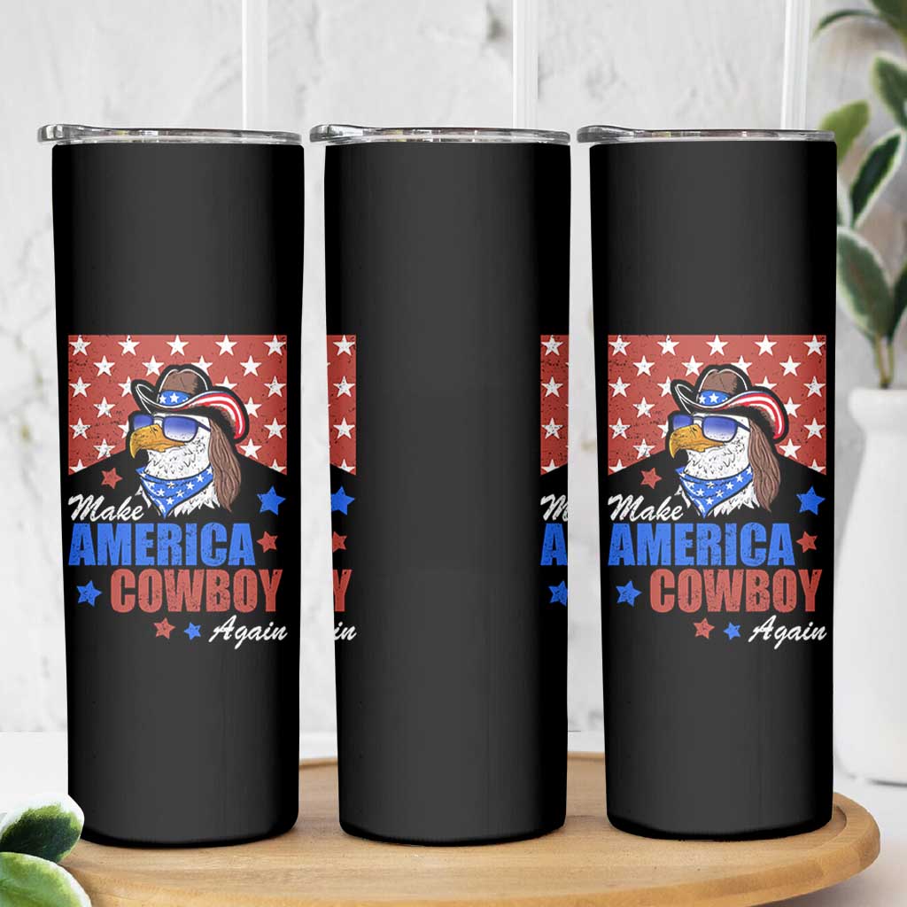 Funny Cowboy Skinny Tumbler Make American Cowboy Again Western Eagle