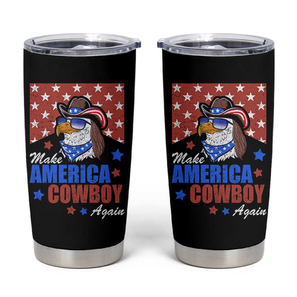 Funny Cowboy Tumbler Cup Make American Cowboy Again Western Eagle