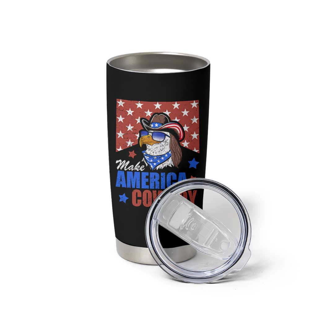 Funny Cowboy Tumbler Cup Make American Cowboy Again Western Eagle