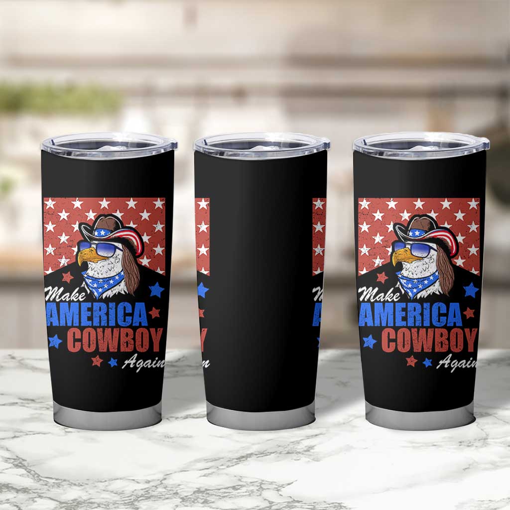 Funny Cowboy Tumbler Cup Make American Cowboy Again Western Eagle
