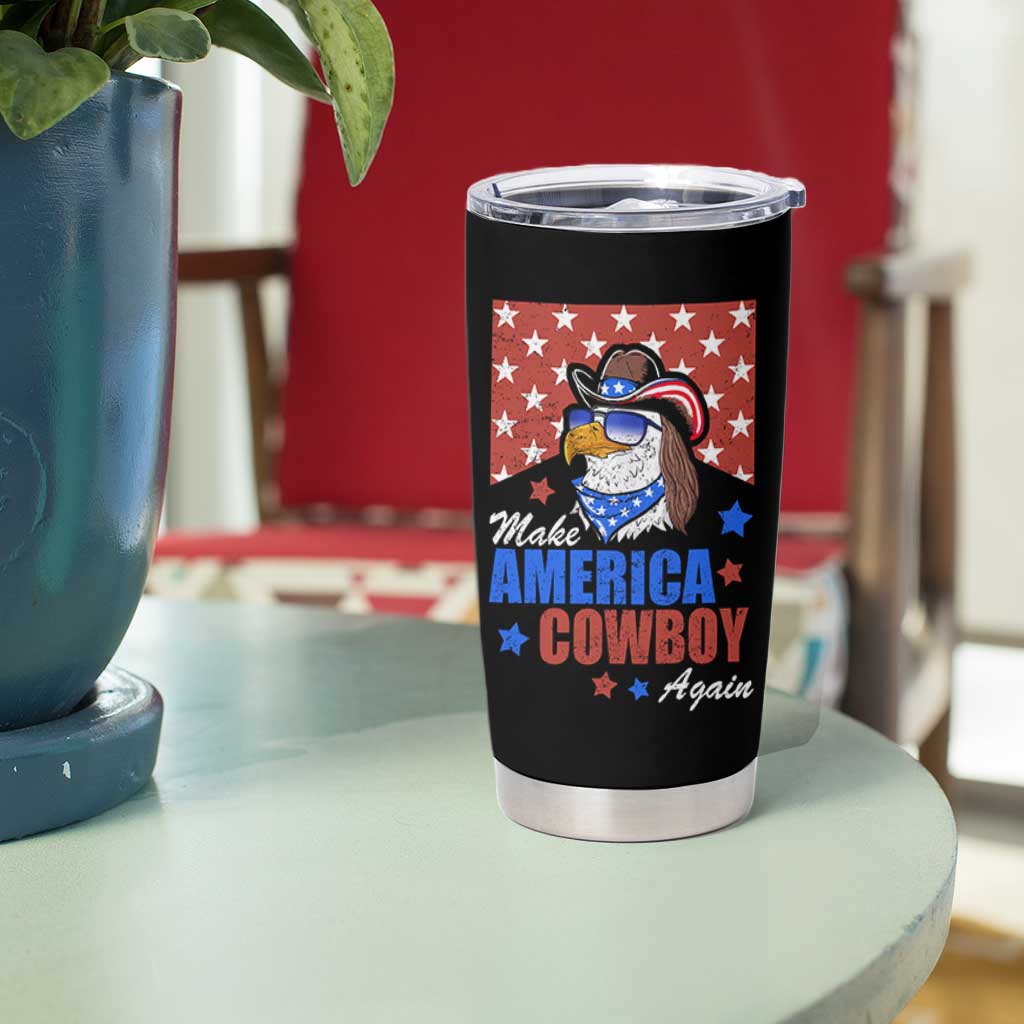 Funny Cowboy Tumbler Cup Make American Cowboy Again Western Eagle
