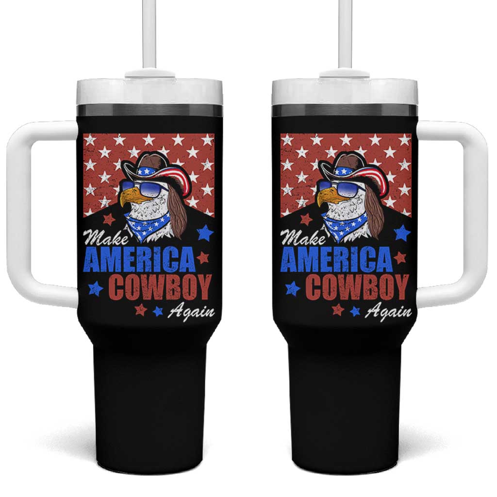 Funny Cowboy Tumbler With Handle Make American Cowboy Again Western Eagle