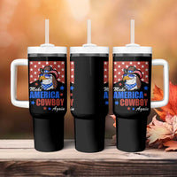 Funny Cowboy Tumbler With Handle Make American Cowboy Again Western Eagle