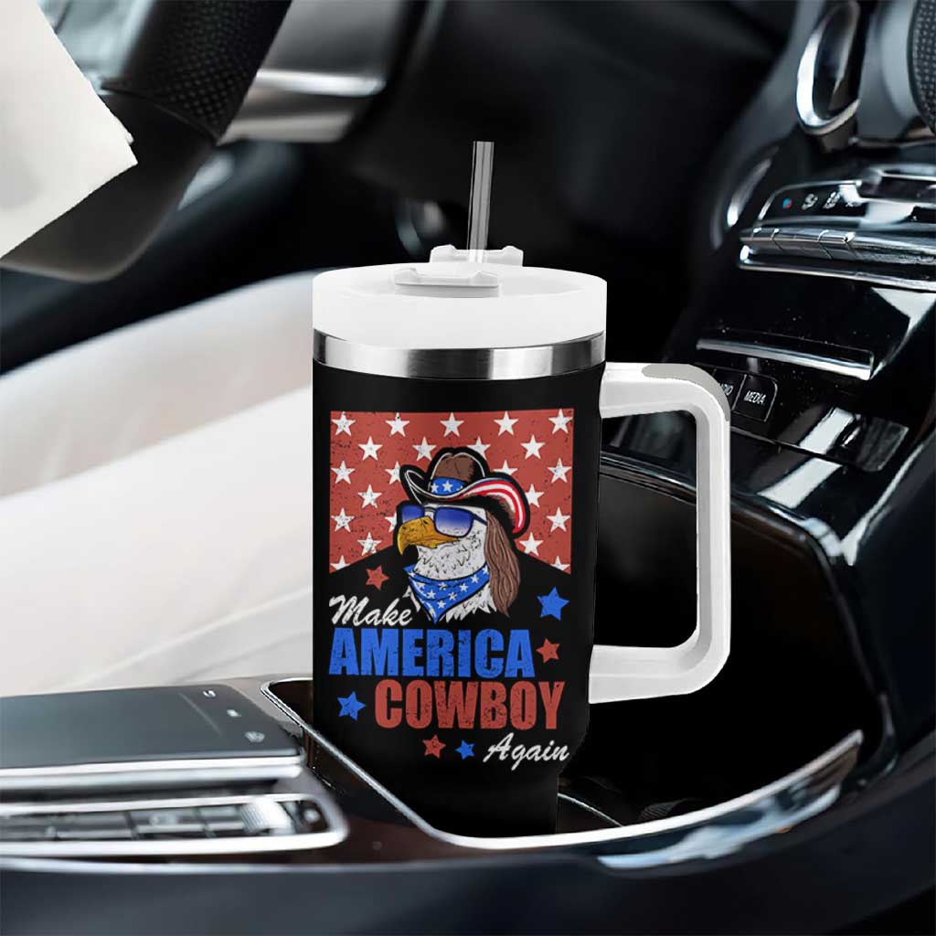 Funny Cowboy Tumbler With Handle Make American Cowboy Again Western Eagle