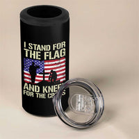 Stand For The Flag Kneel For The Cross 4 in 1 Can Cooler Tumbler American Flag 4th Of July Patriotic Christian Faith