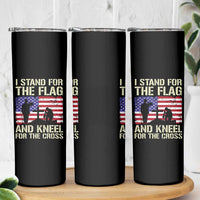 Stand For The Flag Kneel For The Cross Skinny Tumbler American Flag 4th Of July Patriotic Christian Faith