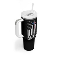 Christian Religious Sayings Tumbler With Handle USA Flag Patriotic American Gift Faith Over Fear Prayer - Wonder Print Shop