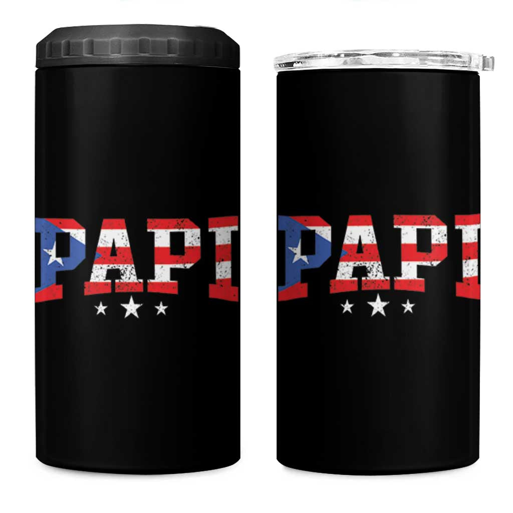Puerto Rican Papi 4 in 1 Can Cooler Tumbler Dad Puerto Rico Pride Boricua Father's Day