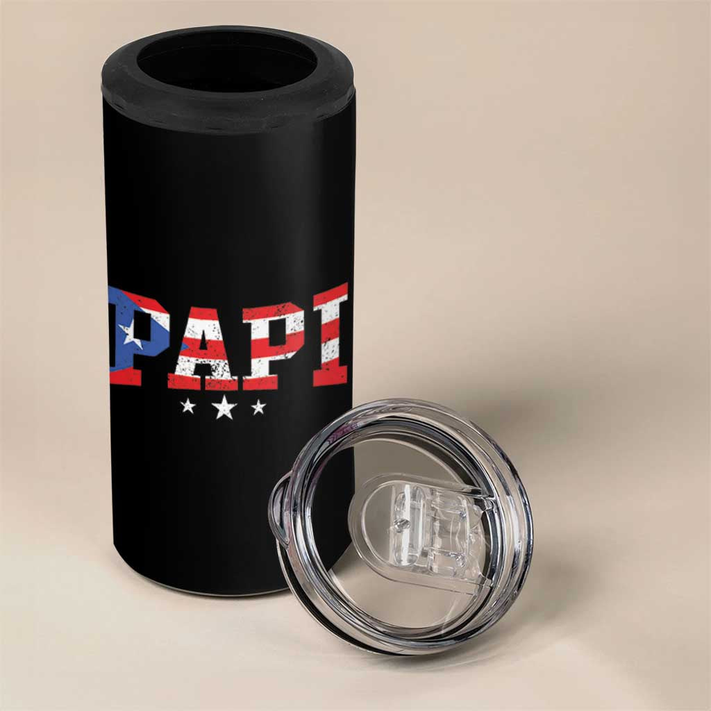 Puerto Rican Papi 4 in 1 Can Cooler Tumbler Dad Puerto Rico Pride Boricua Father's Day