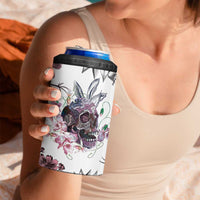 Personalized Floral Skull 4 in 1 Can Cooler Tumbler Custom Name Botanical Gothic Aesthetic Vibe - Wonder Print Shop