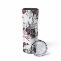Personalized Floral Skull Skinny Tumbler Custom Name Botanical Gothic Aesthetic Vibe - Wonder Print Shop