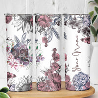Personalized Floral Skull Skinny Tumbler Custom Name Botanical Gothic Aesthetic Vibe - Wonder Print Shop