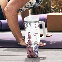 Personalized Floral Skull Tumbler With Handle Custom Name Botanical Gothic Aesthetic Vibe - Wonder Print Shop