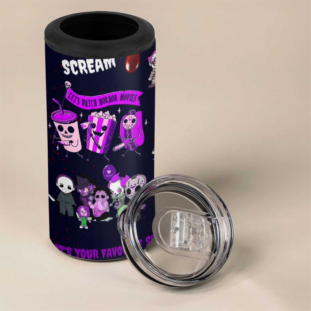 Funny Halloween Horror 4 in 1 Can Cooler Tumbler Iced Coffee What's Your Favorite Scary Movie - Wonder Print Shop