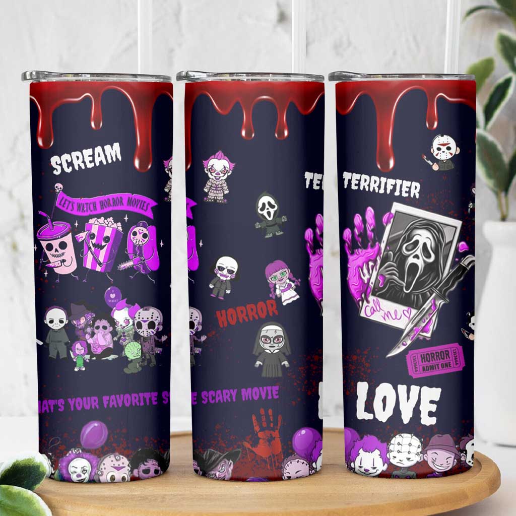 Funny Halloween Horror Skinny Tumbler Iced Coffee What's Your Favorite Scary Movie - Wonder Print Shop