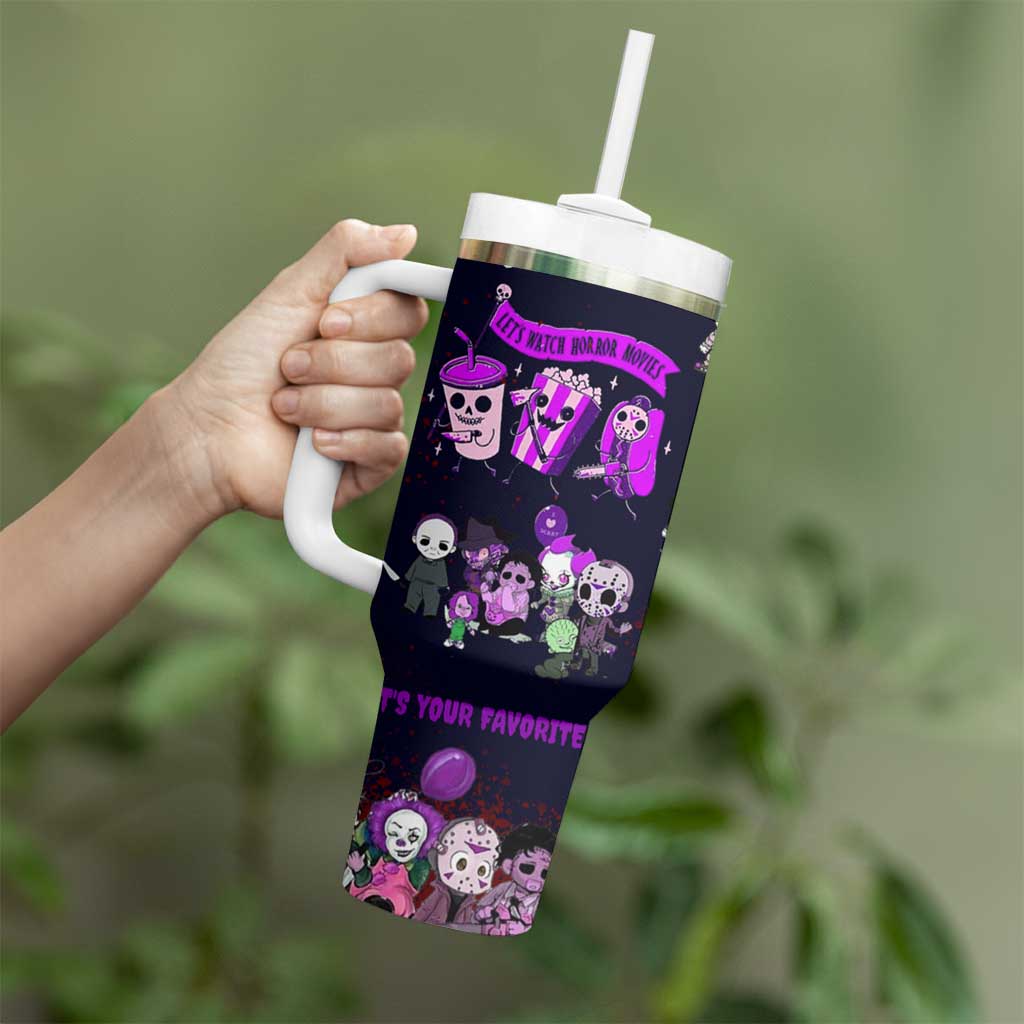 Funny Halloween Horror Tumbler With Handle Iced Coffee What's Your Favorite Scary Movie - Wonder Print Shop