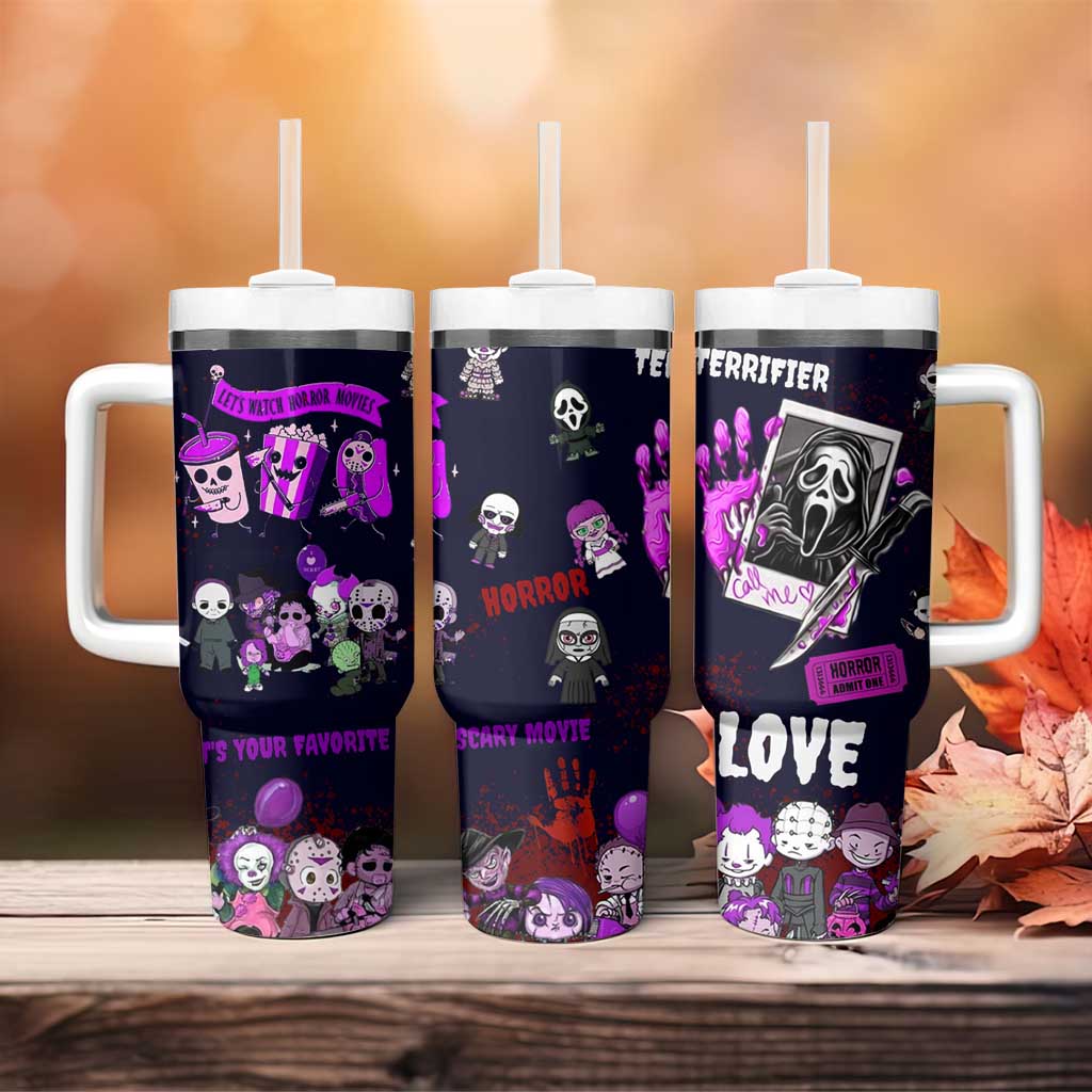 Funny Halloween Horror Tumbler With Handle Iced Coffee What's Your Favorite Scary Movie - Wonder Print Shop