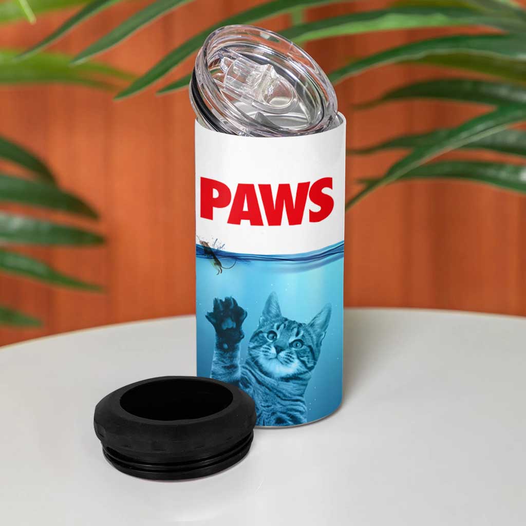 Paws Parody 4 in 1 Can Cooler Tumbler Cat Mouse Humorous Cat Chasing Mouse Kitten