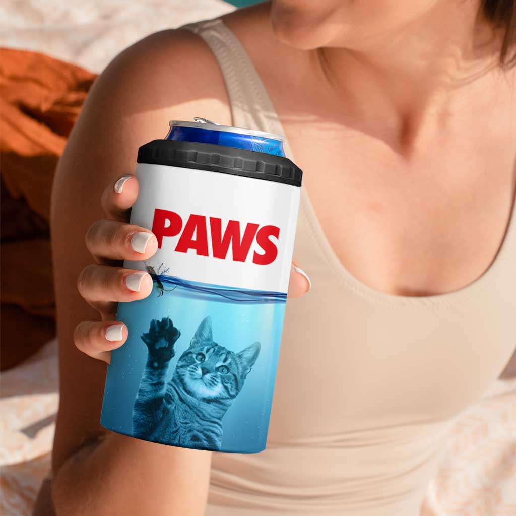 Paws Parody 4 in 1 Can Cooler Tumbler Cat Mouse Humorous Cat Chasing Mouse Kitten