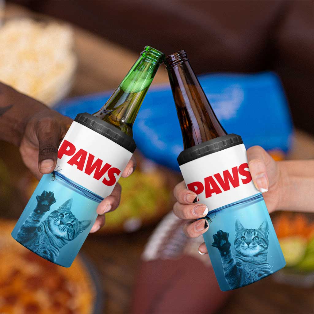 Paws Parody 4 in 1 Can Cooler Tumbler Cat Mouse Humorous Cat Chasing Mouse Kitten