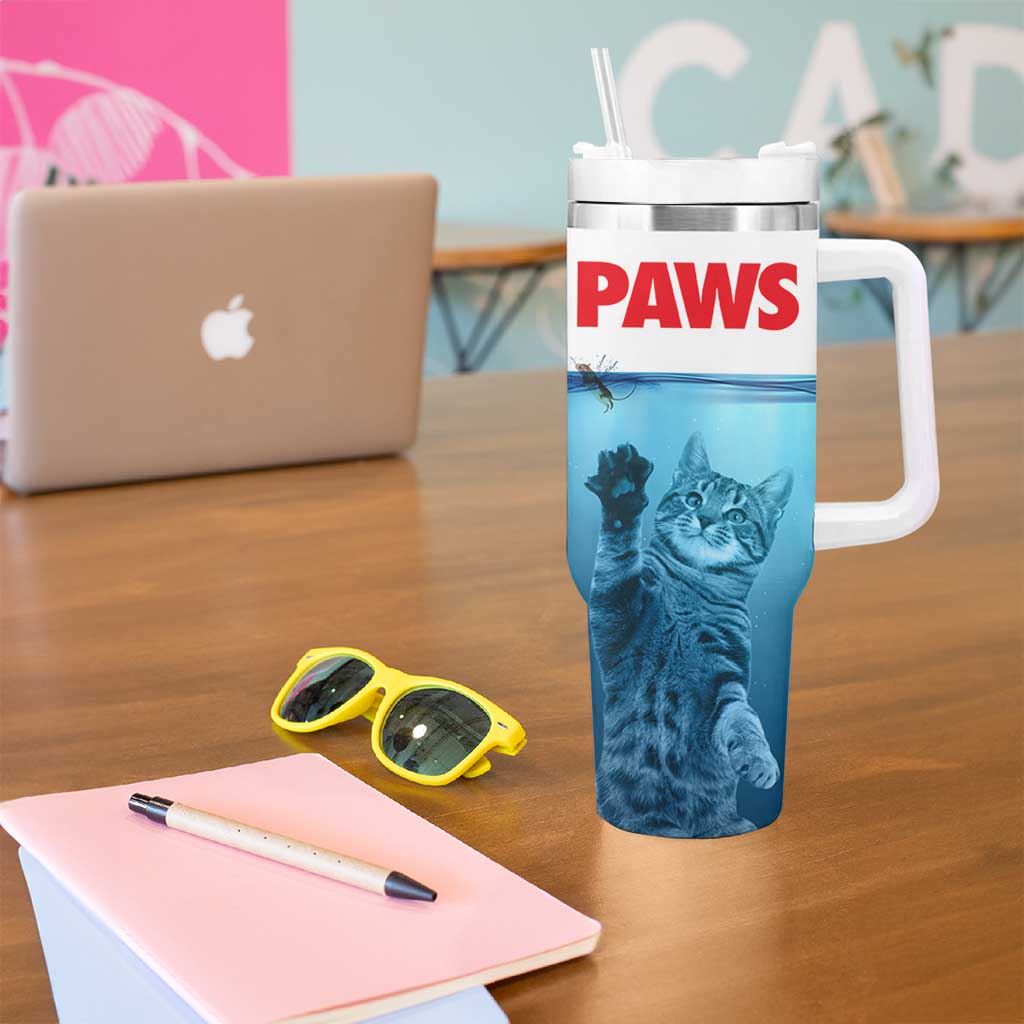 Paws Parody Tumbler With Handle Cat Mouse Humorous Cat Chasing Mouse Kitten