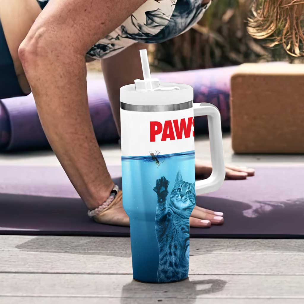 Paws Parody Tumbler With Handle Cat Mouse Humorous Cat Chasing Mouse Kitten