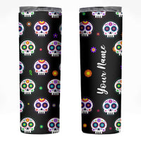 Personalized Sugar Skull Skinny Tumbler Custom Name Da De Los Muertos Day Of The Dead Halloween Gift - Wonder Print Shop