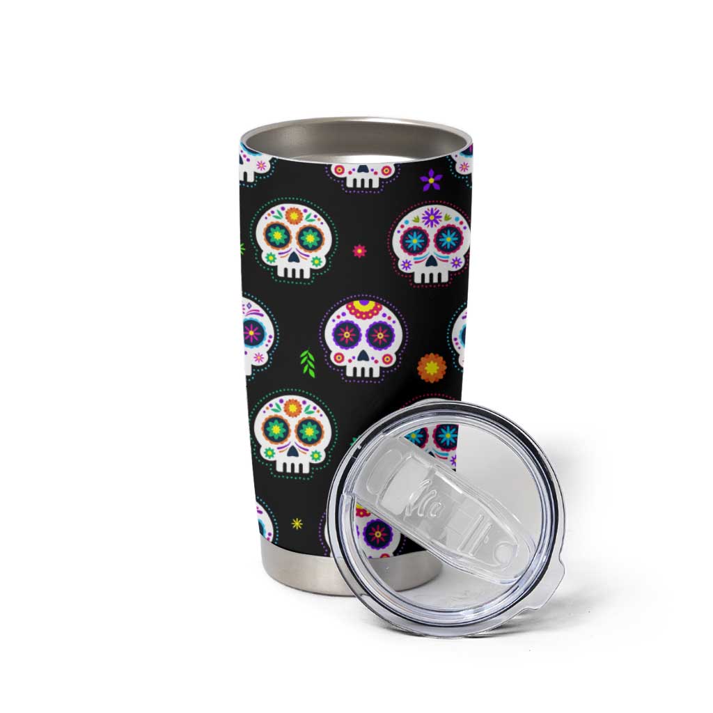 Personalized Sugar Skull Tumbler Cup Custom Name Da De Los Muertos Day Of The Dead Halloween Gift - Wonder Print Shop