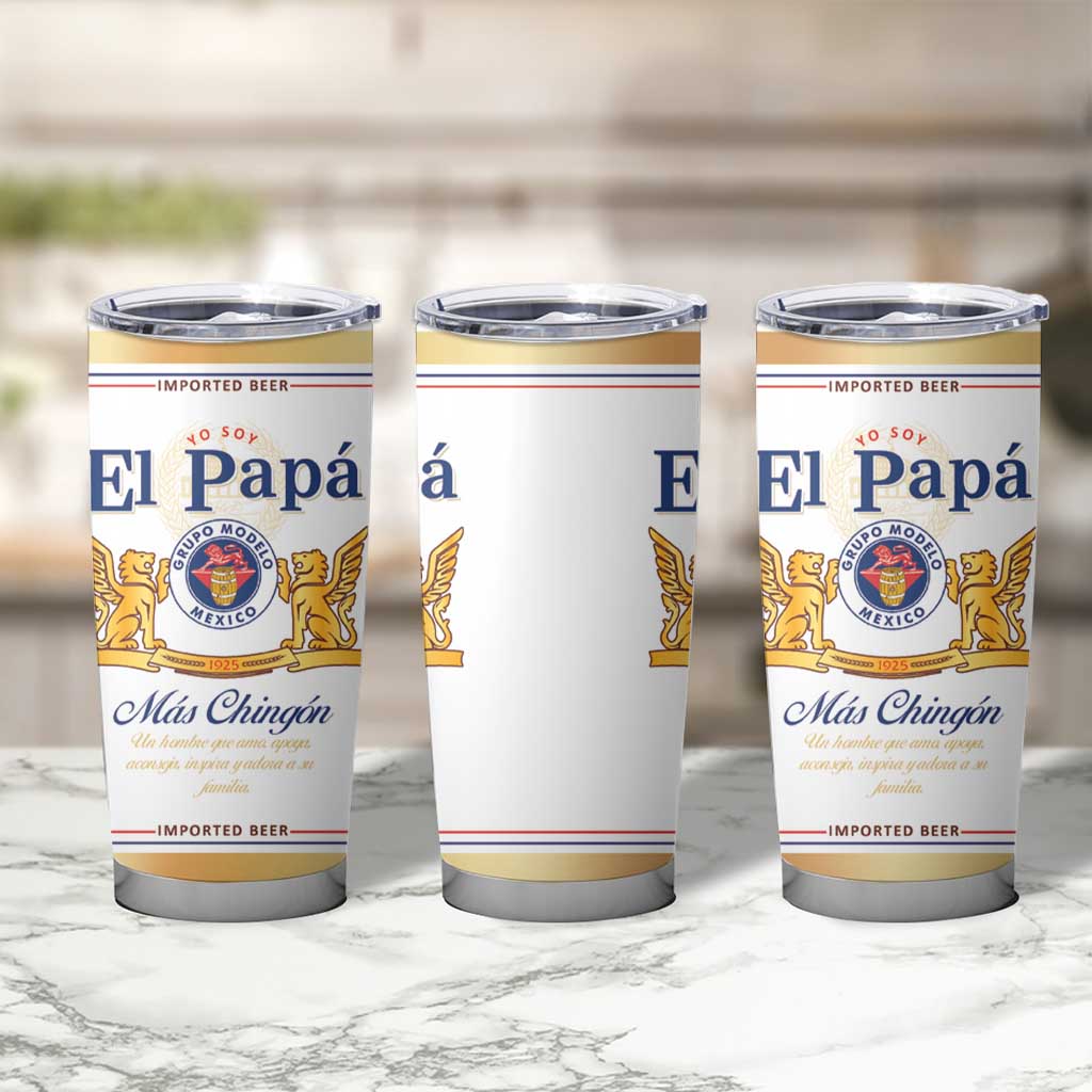 Fathers day Dia del Padre Tumbler Cup El Papa Mas Chingon Mexican Dad Husband Beer - Wonder Print Shop