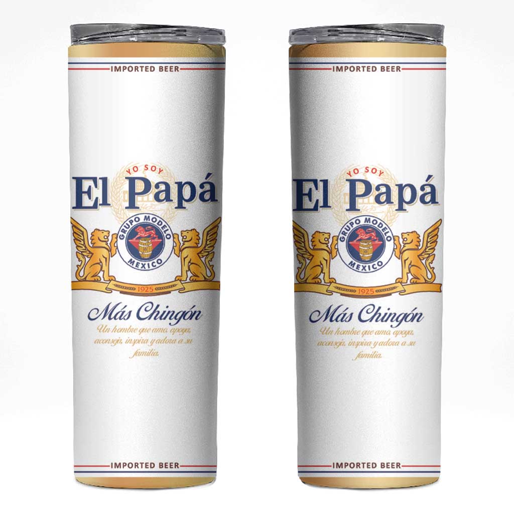 Mexican Dad Husband Beer Skinny Tumbler El Papa Mas Chingon Fathers day, Dia del Padre - Wonder Print Shop
