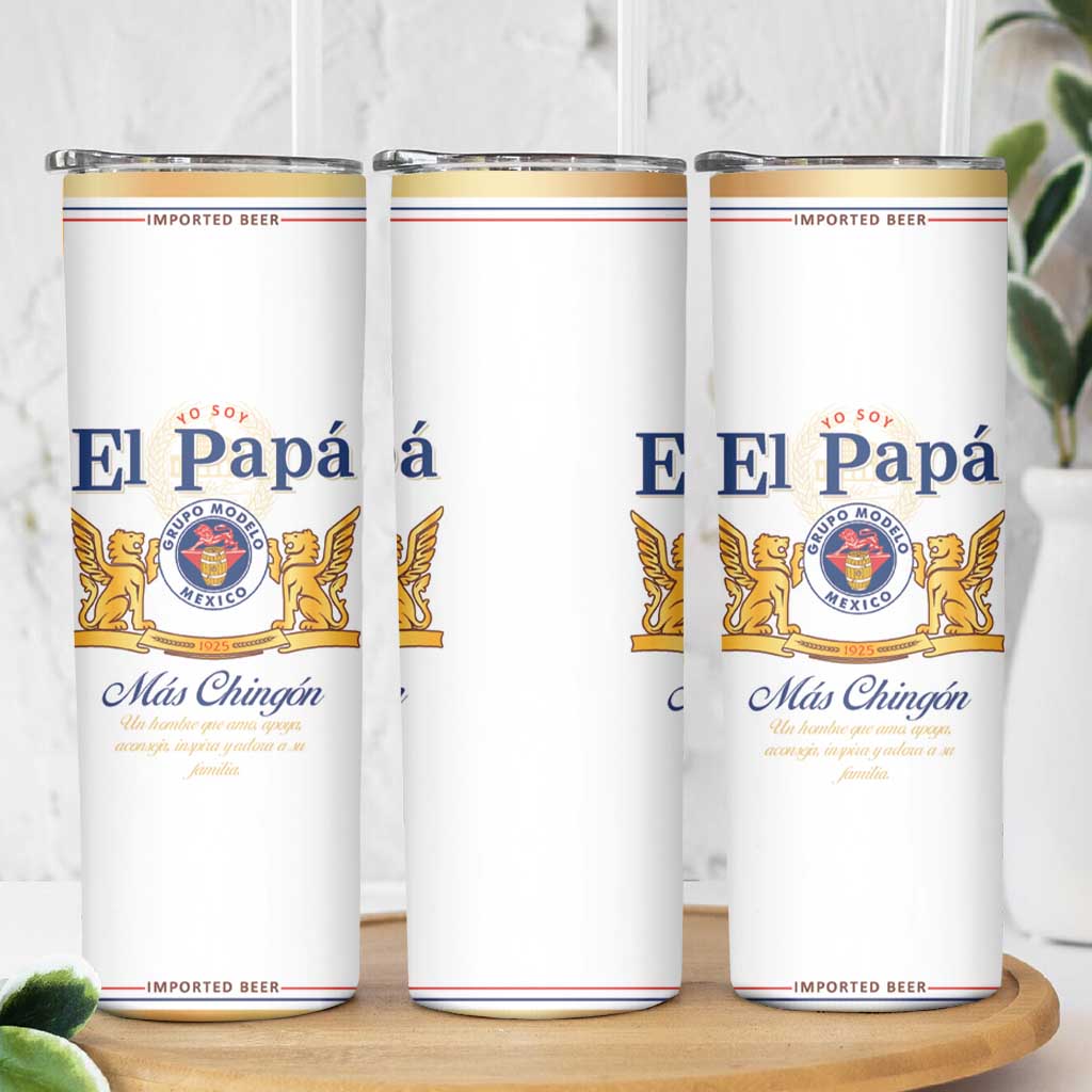 Mexican Dad Husband Beer Skinny Tumbler El Papa Mas Chingon Fathers day, Dia del Padre - Wonder Print Shop