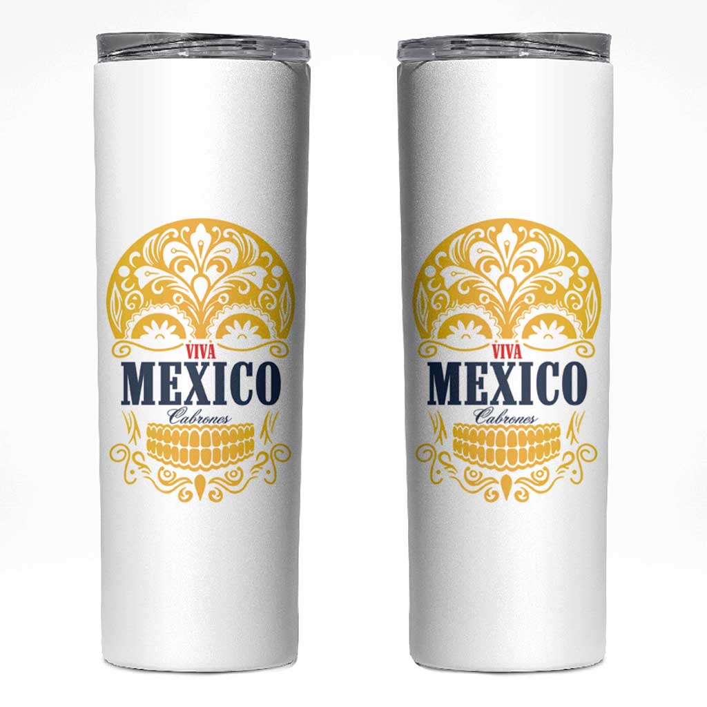 Viva Mexico Cabrones Sugar Skull Skinny Tumbler Independence Day Mexico Mexican Beer - Wonder Print Shop