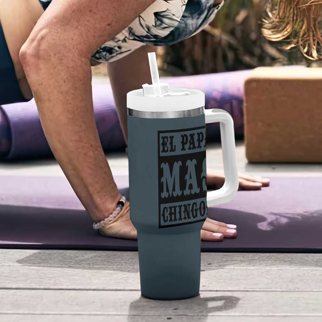 Mexican Dad Husband Tumbler With Handle El Papa Mas Chingon Fathers day Dia del Padre - Wonder Print Shop