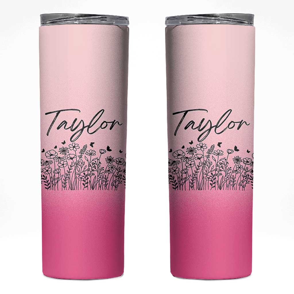 Personalized Wildflower Skinny Tumbler Custom Name Gift For Women