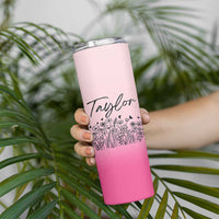 Personalized Wildflower Skinny Tumbler Custom Name Gift For Women