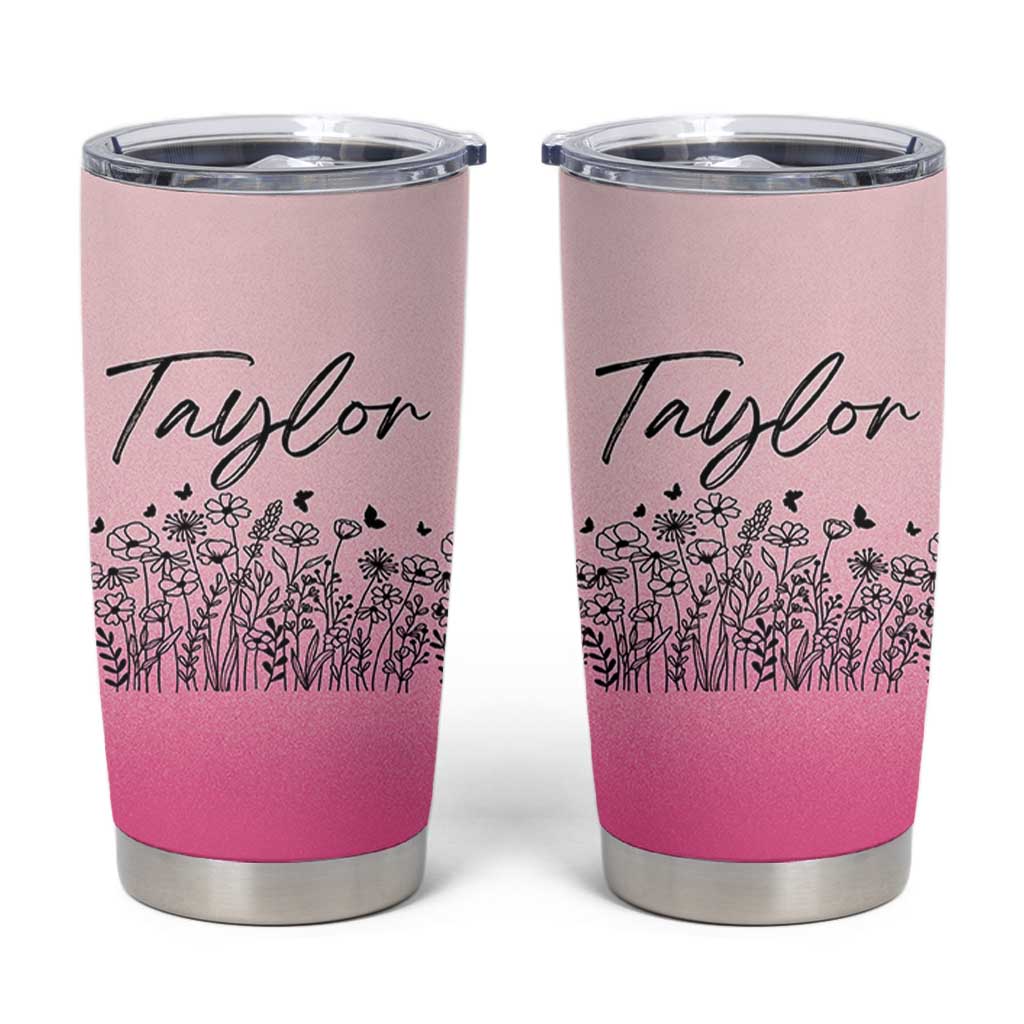 Personalized Wildflower Tumbler Cup Custom Name Gift For Women