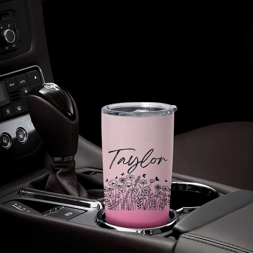 Personalized Wildflower Tumbler Cup Custom Name Gift For Women