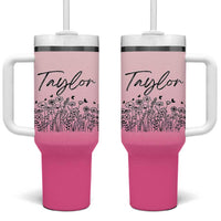 Personalized Wildflower Tumbler With Handle Custom Name Gift For Women