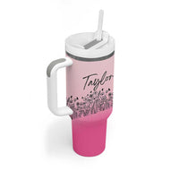 Personalized Wildflower Tumbler With Handle Custom Name Gift For Women
