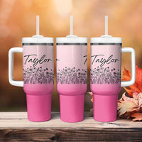 Personalized Wildflower Tumbler With Handle Custom Name Gift For Women