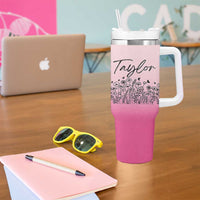 Personalized Wildflower Tumbler With Handle Custom Name Gift For Women