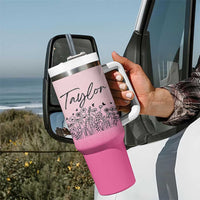 Personalized Wildflower Tumbler With Handle Custom Name Gift For Women