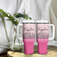 Personalized Wildflower Tumbler With Handle Custom Name Gift For Women