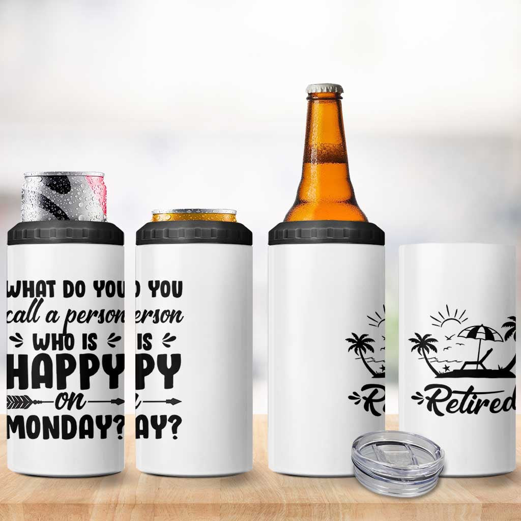 Funny Retirement Gifts 4 in 1 Can Cooler Tumbler Happy Retiree Gag Farewell Present For Coworkers