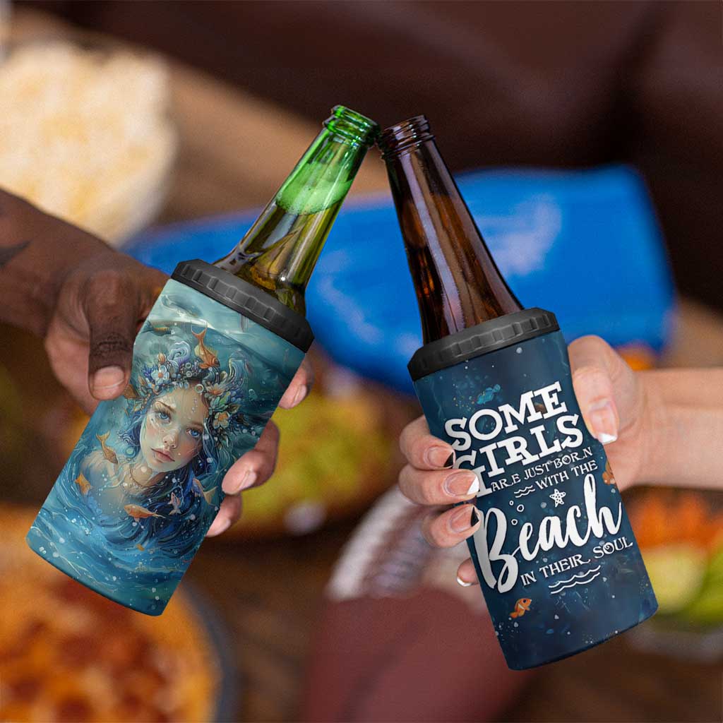 Beach Lovers Gifts For Women 4 in 1 Can Cooler Tumbler Some Girls Are Just Born With The Beach In Their Souls