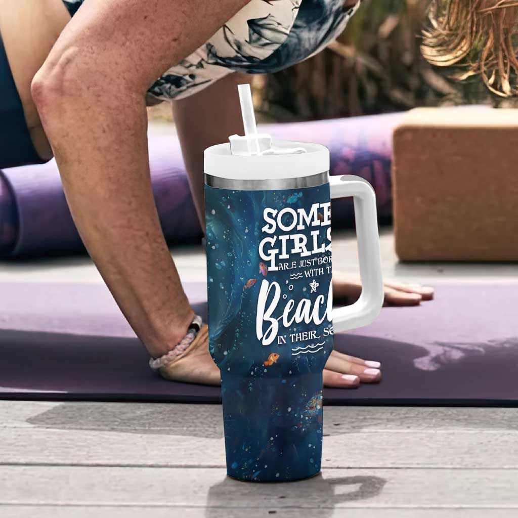 Beach Lovers Gifts For Women Tumbler With Handle Some Girls Are Just Born With The Beach In Their Souls