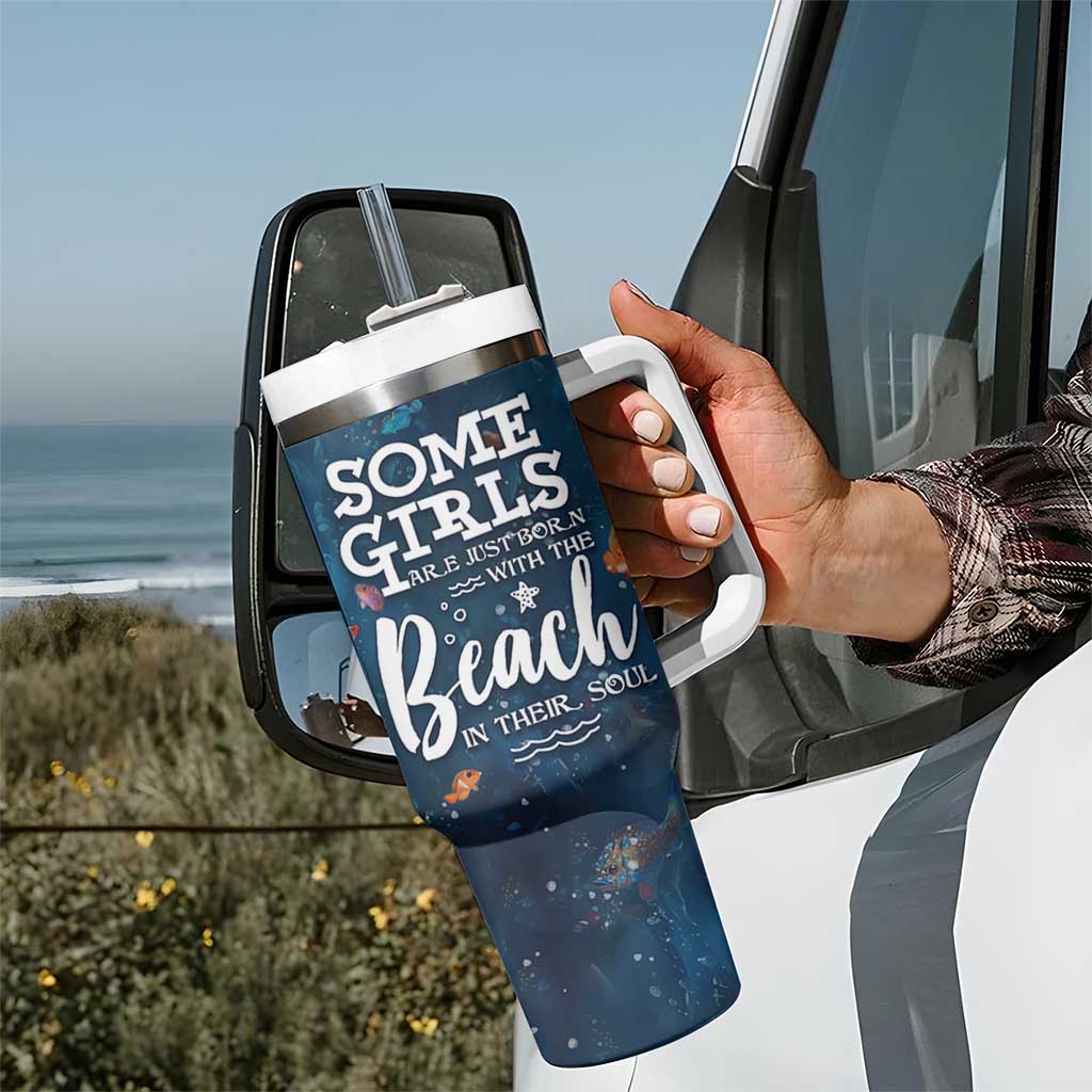 Beach Lovers Gifts For Women Tumbler With Handle Some Girls Are Just Born With The Beach In Their Souls