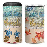 Beach Gifts For Women 4 in 1 Can Cooler Tumbler Some Girls Are Just Born With The Beach In Their Souls