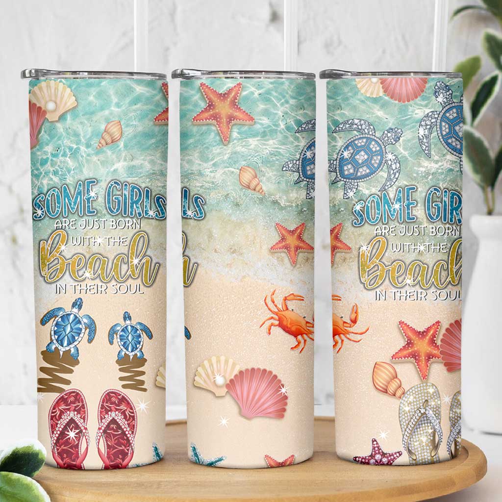 Beach Gifts For Women Skinny Tumbler Some Girls Are Just Born With The Beach In Their Souls